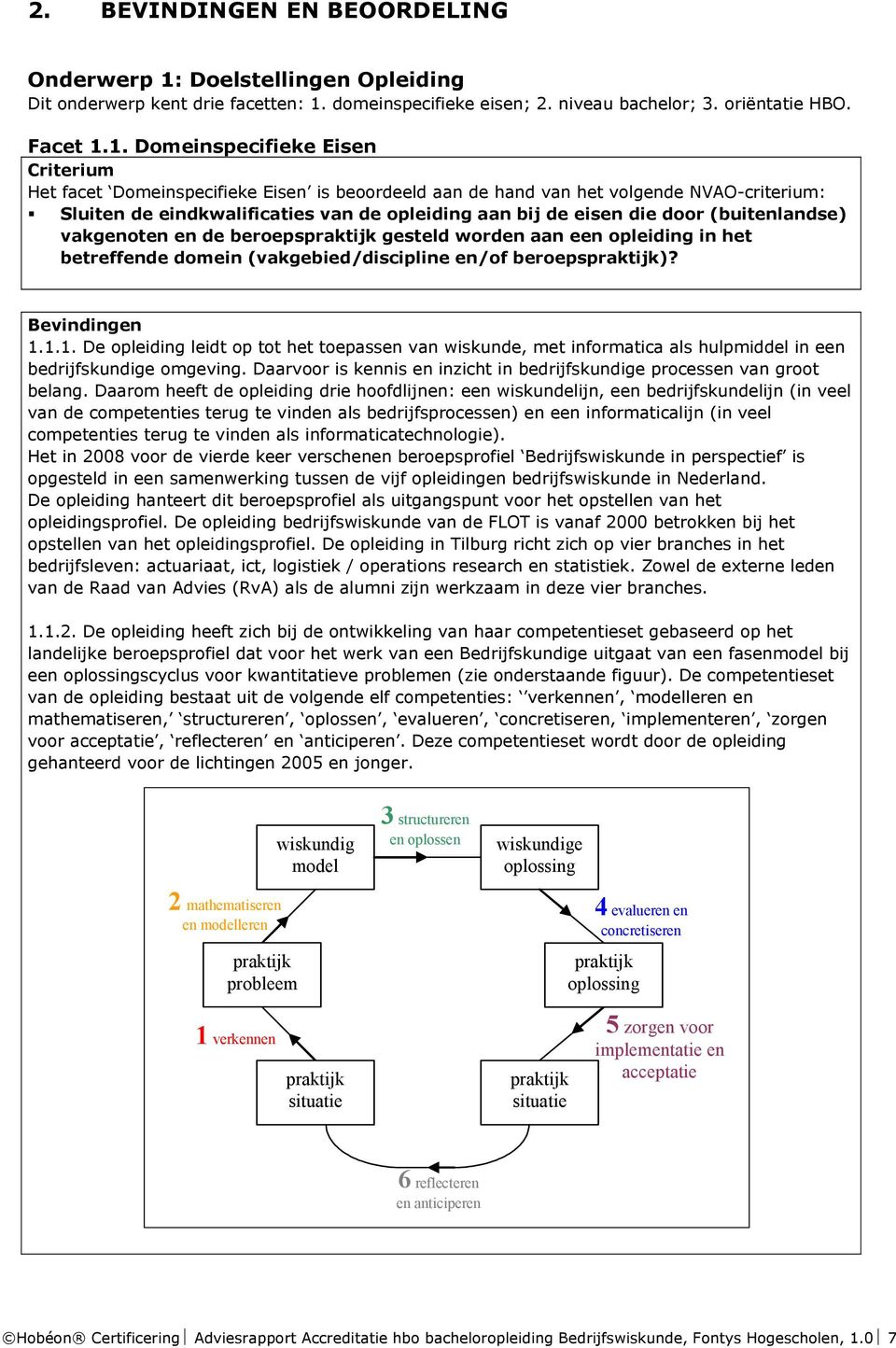 domeinspecifieke eisen; 2. niveau bachelor; 3. oriëntatie HBO. Facet 1.