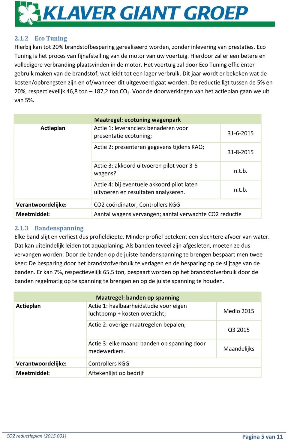 Dit jaar wordt er bekeken wat de kosten/opbrengsten zijn en of/wanneer dit uitgevoerd gaat worden. De reductie ligt tussen de 5% en 20%, respectievelijk 46,8 ton 187,2 ton CO 2.