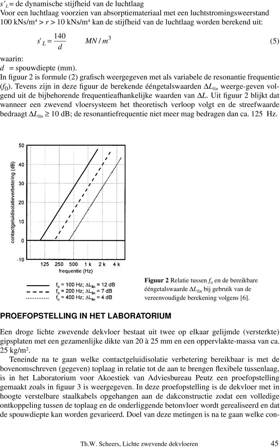 Teneinde na te gaan welke contactgeluidisolatie verbetering bereikbaar is met de bovenomschreven (gegeven) toplaag in relatie tot de aan te brengen flexibele tussenlaag, is in het Laboratorium voor