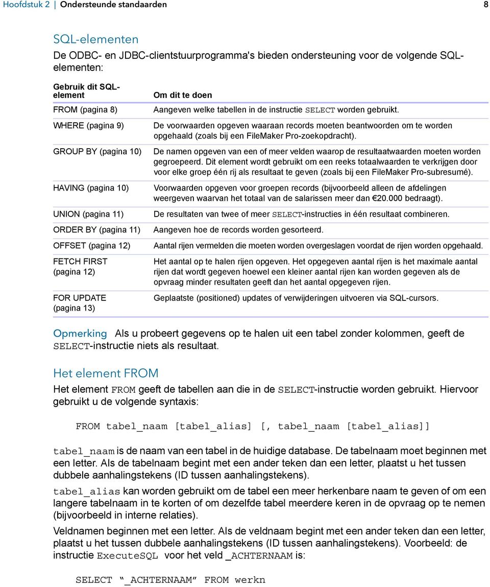 instructie SELECT worden gebruikt. De voorwaarden opgeven waaraan records moeten beantwoorden om te worden opgehaald (zoals bij een FileMaker Pro-zoekopdracht).