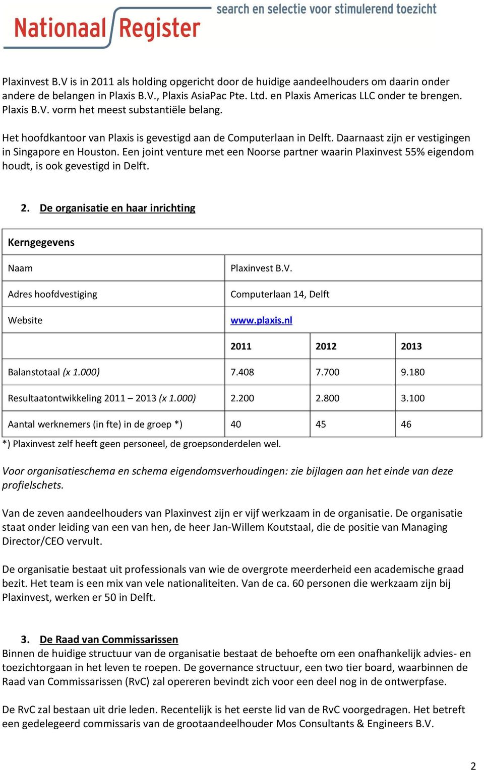 Een joint venture met een Noorse partner waarin Plaxinvest 55% eigendom houdt, is ook gevestigd in Delft. 2.