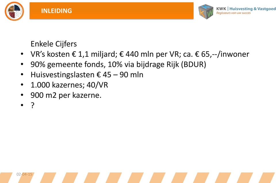 65,--/inwoner 90% gemeente fonds, 10% via bijdrage