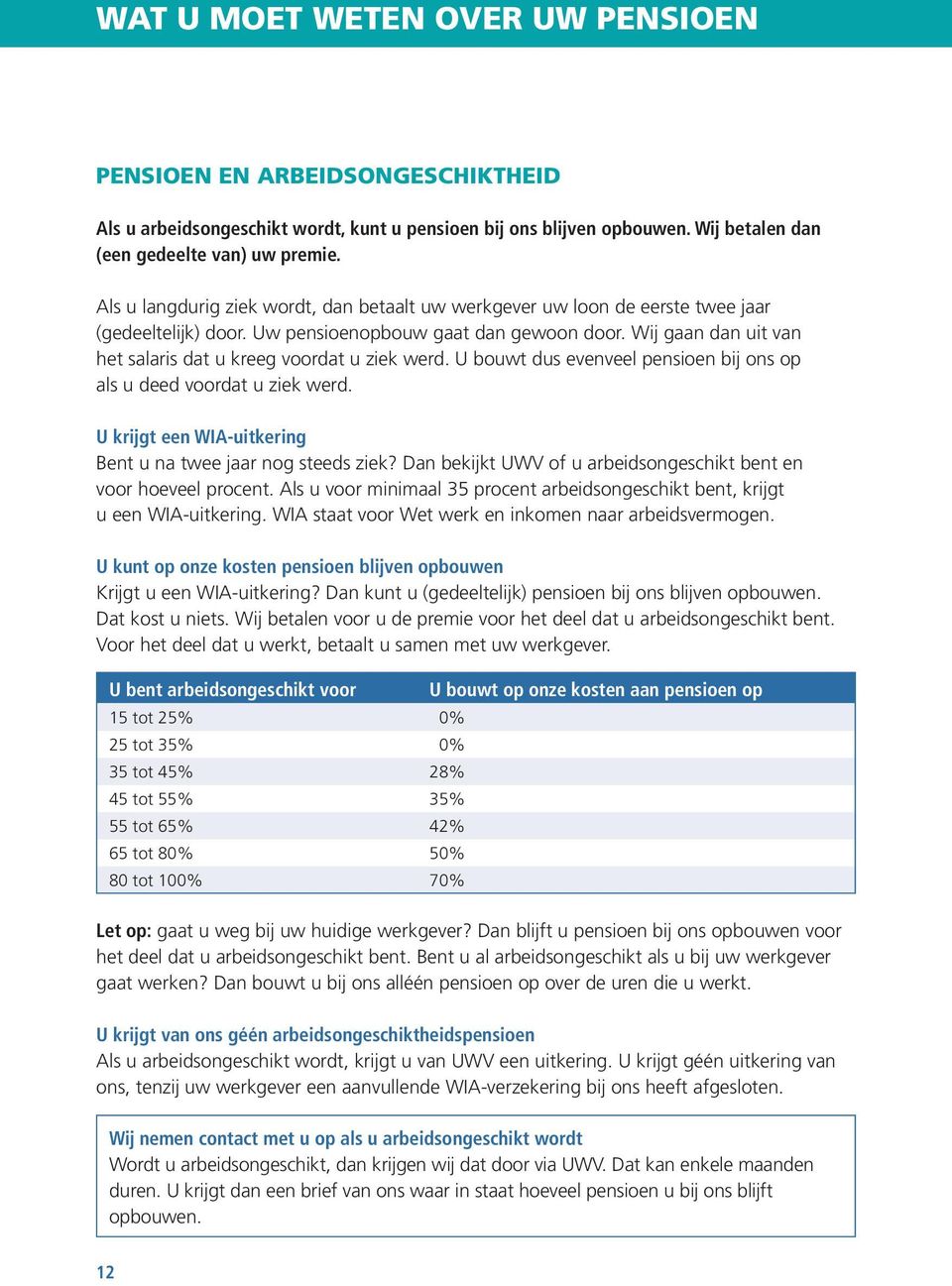 Wij gaan dan uit van het salaris dat u kreeg voordat u ziek werd. U bouwt dus evenveel pensioen bij ons op als u deed voordat u ziek werd.