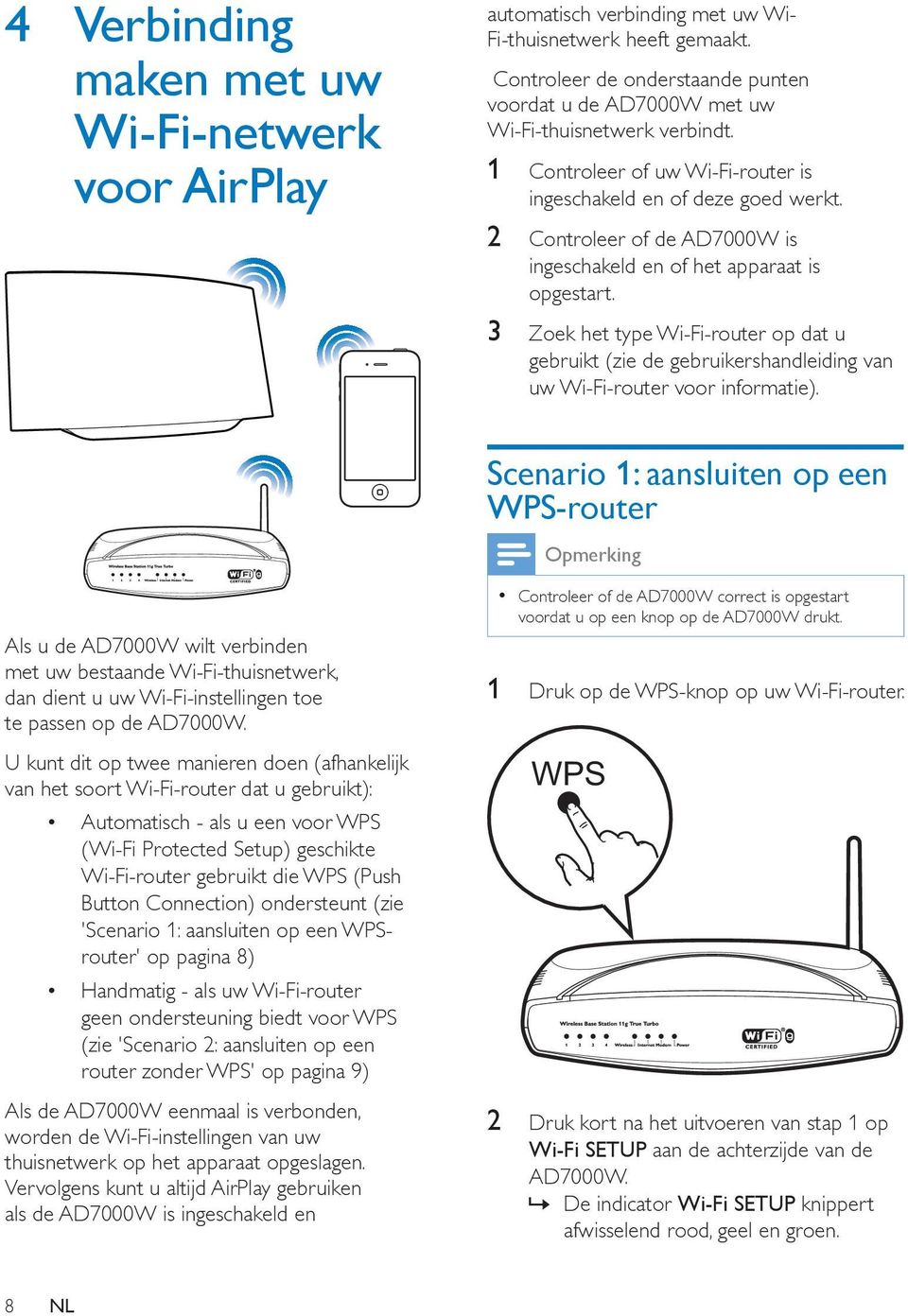 2 Controleer of de AD7000W is ingeschakeld en of het apparaat is opgestart. 3 Zoek het type Wi-Fi-router op dat u gebruikt (zie de gebruikershandleiding van uw Wi-Fi-router voor informatie).