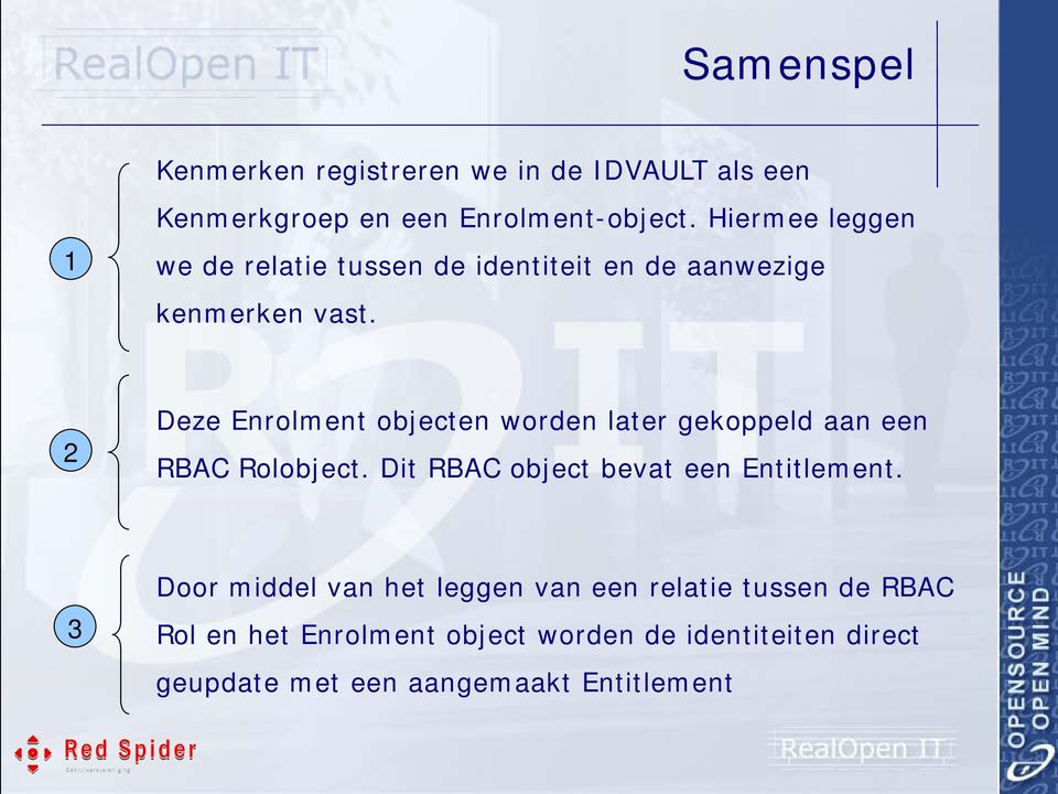 2 Deze Enrolment objecten worden later gekoppeld aan een RBAC Rolobject. Dit RBAC object bevat een Entitlement.