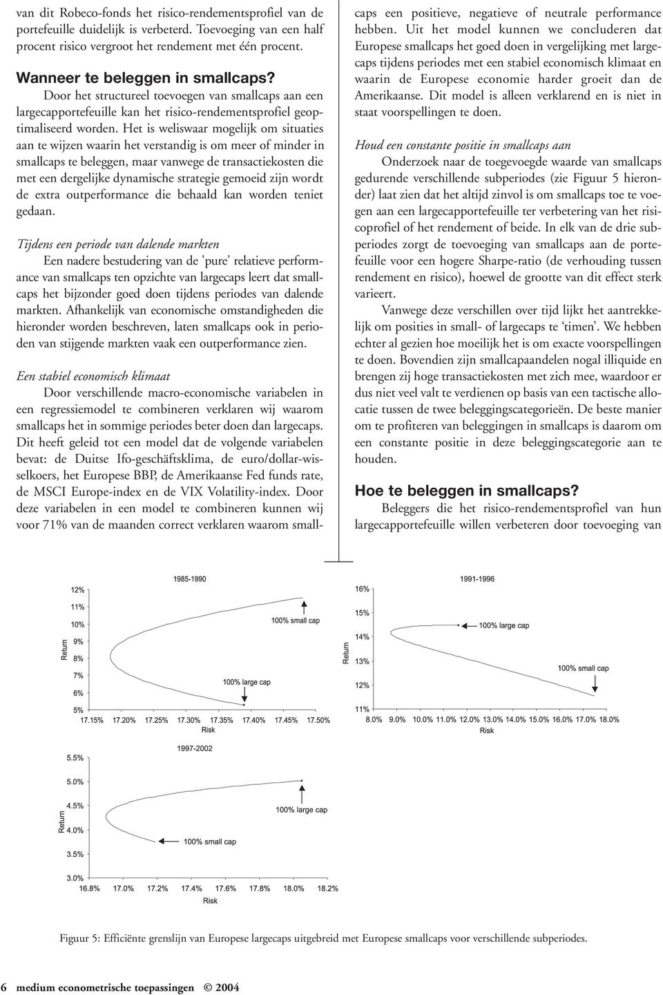 Het is weliswaar mogelijk om situaties aan te wijzen waarin het verstandig is om meer of minder in smallcaps te beleggen, maar vanwege de transactiekosten die met een dergelijke dynamische strategie