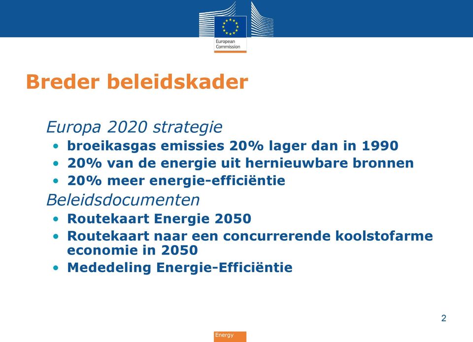 energie-efficiëntie Beleidsdocumenten Routekaart Energie 2050 Routekaart