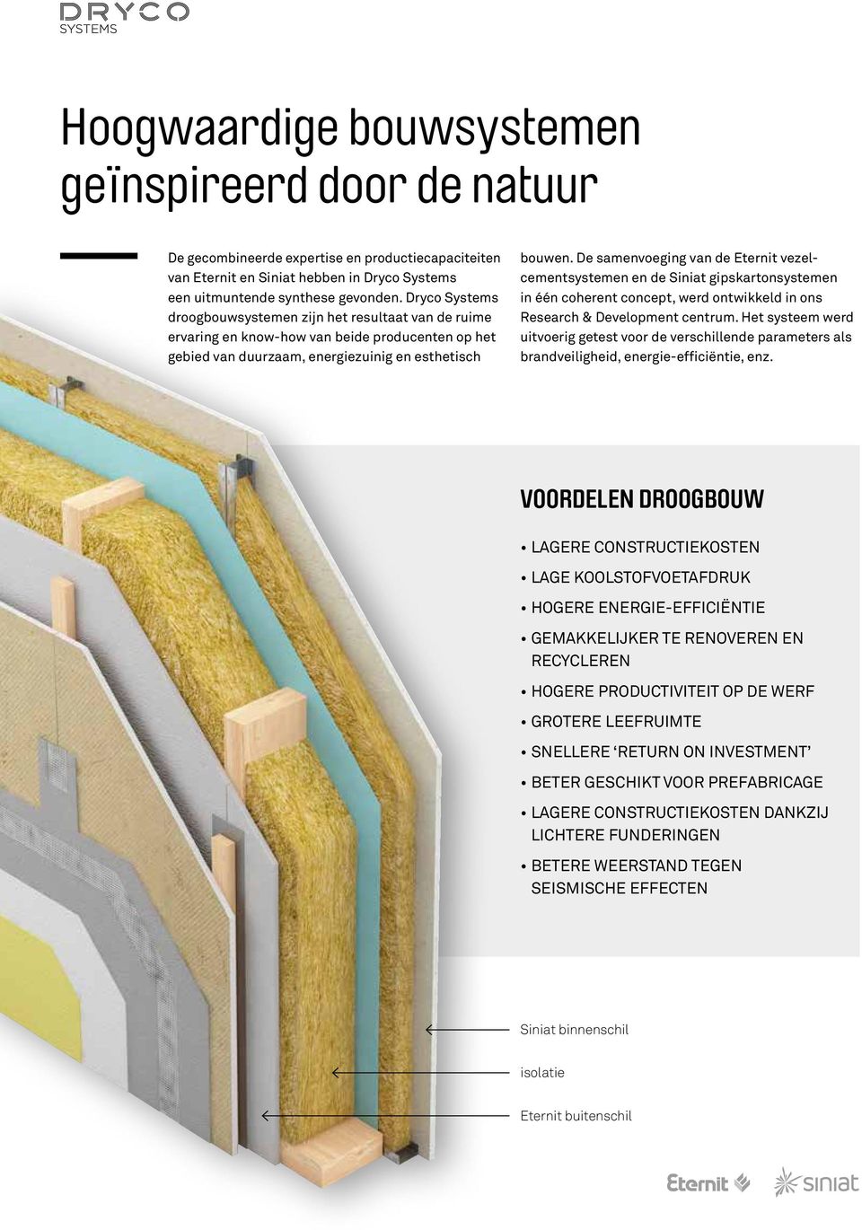 De samenvoeging van de Eternit vezelcementsystemen en de Siniat gipskartonsystemen in één coherent concept, werd ontwikkeld in ons Research & Development centrum.