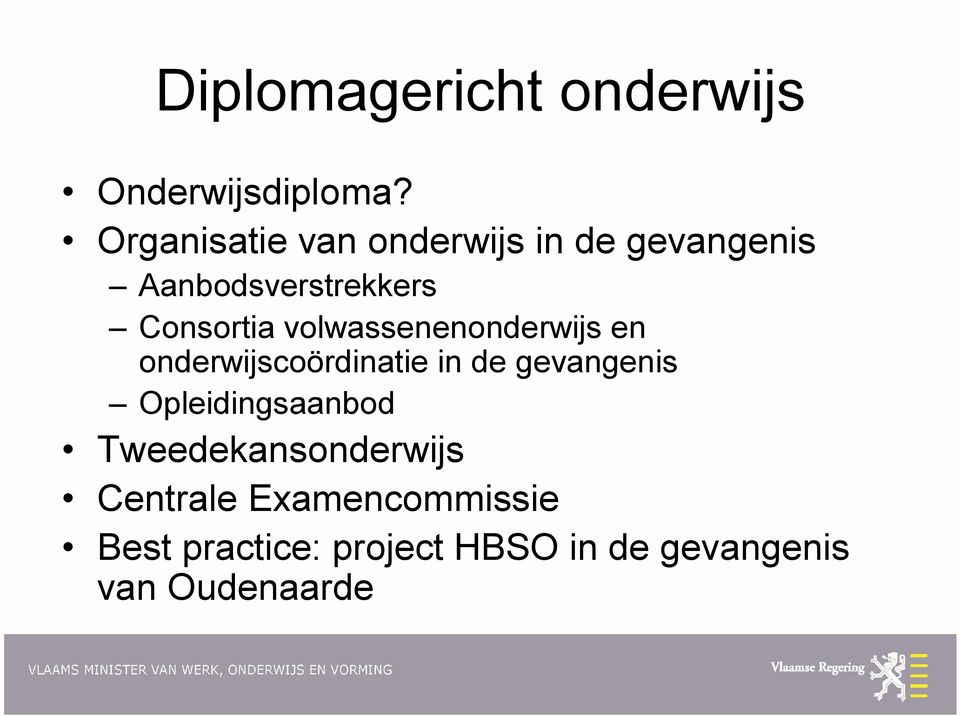 volwassenenonderwijs en onderwijscoördinatie in de gevangenis