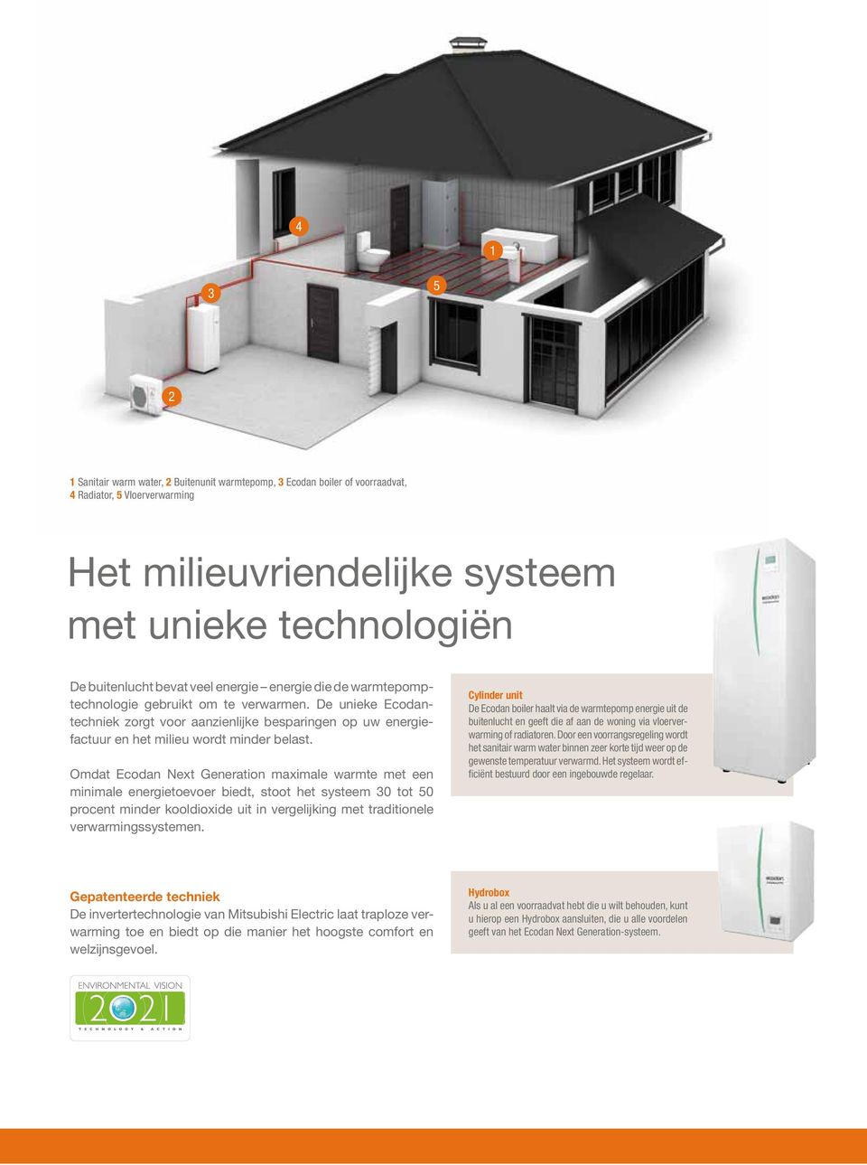 Omdat Ecodan Next Generation maximale warmte met een minimale energietoevoer biedt, stoot het systeem 30 tot 50 procent minder kooldioxide uit in vergelijking met traditionele verwarmingssystemen.