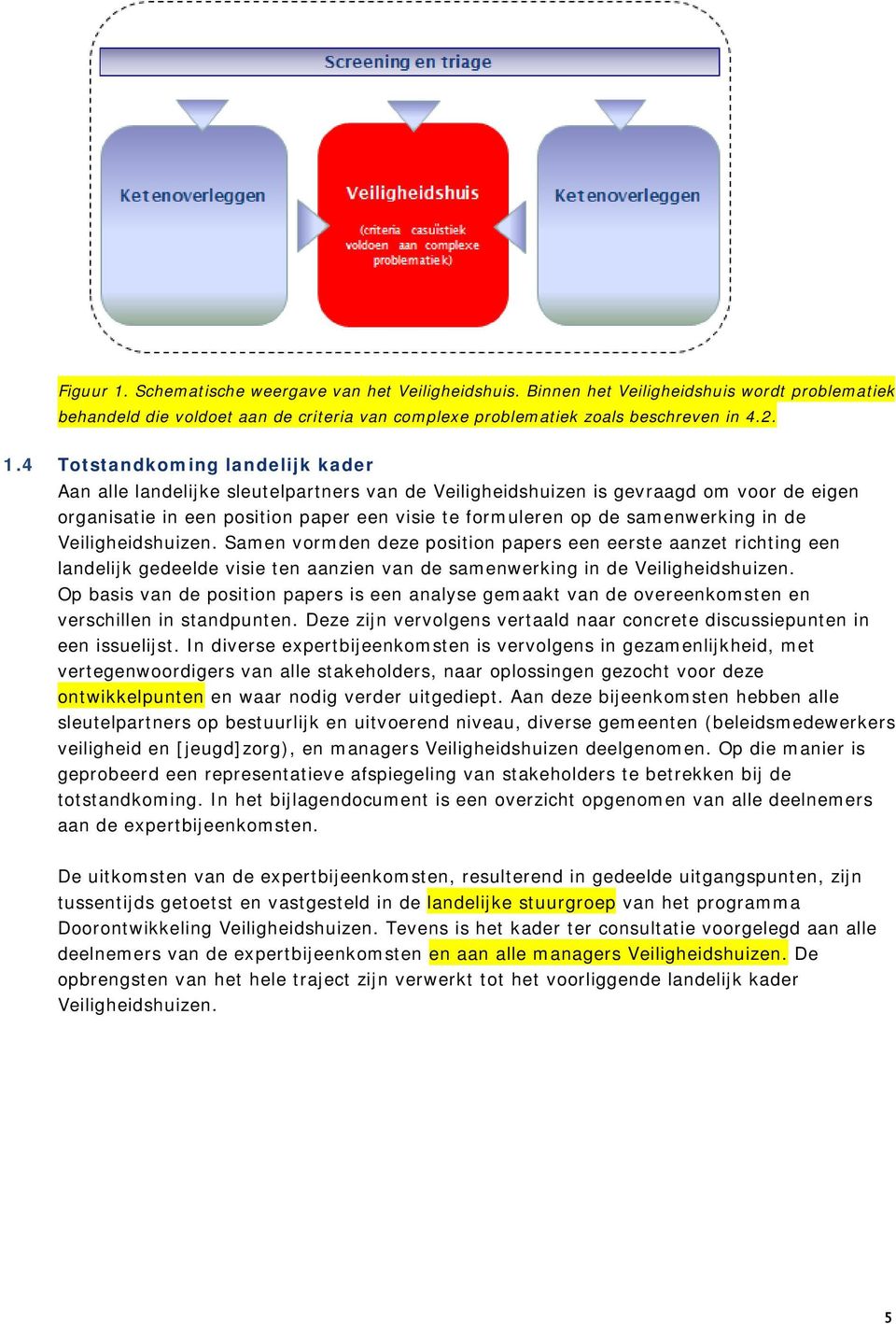 4 Totstandkoming landelijk kader Aan alle landelijke sleutelpartners van de Veiligheidshuizen is gevraagd om voor de eigen organisatie in een position paper een visie te formuleren op de samenwerking