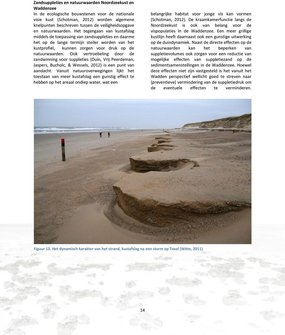 Het tegengaan van kustafslag middels de toepassing van zandsuppleties en daarme het op de lange termijn steiler worden van het kustprofiel, kunnen zorgen voor druk op de natuurwaarden.