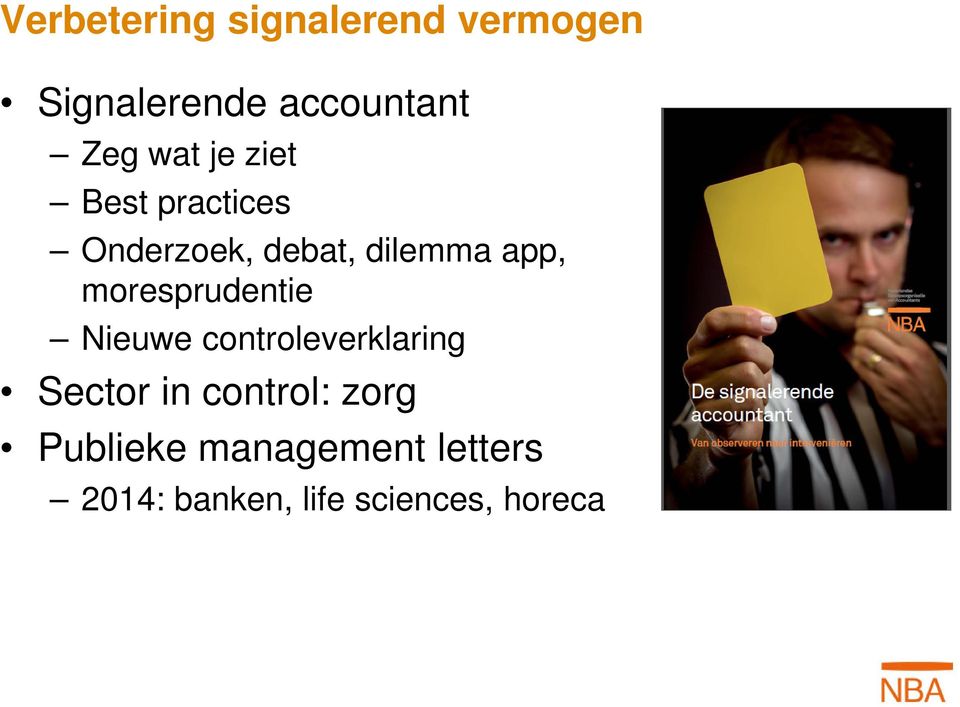 moresprudentie Nieuwe controleverklaring Sector in control: