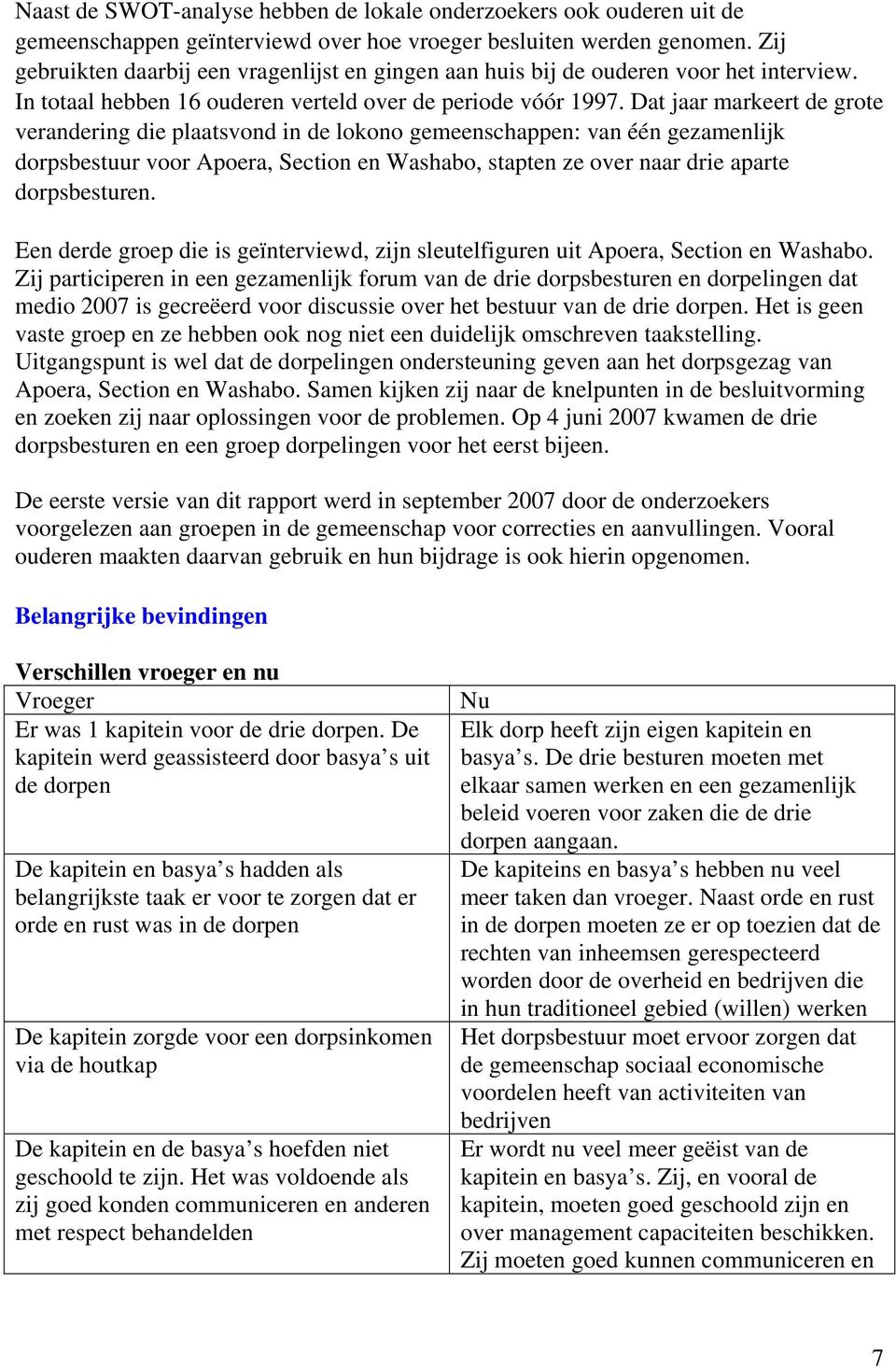 Dat jaar markeert de grote verandering die plaatsvond in de lokono gemeenschappen: van één gezamenlijk dorpsbestuur voor Apoera, Section en Washabo, stapten ze over naar drie aparte dorpsbesturen.