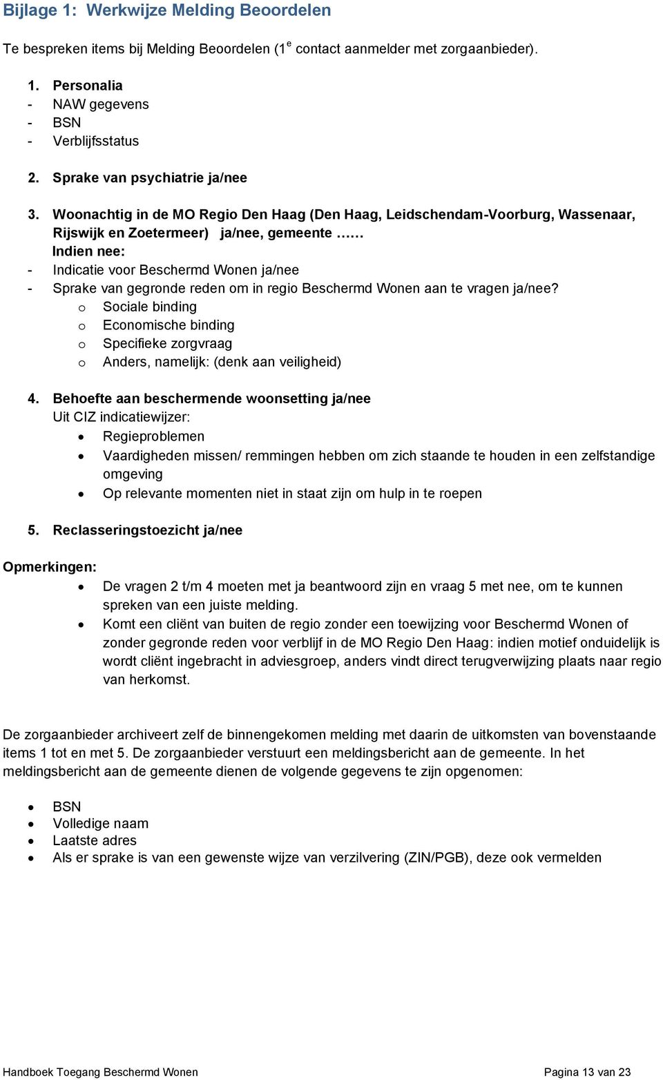 Handboek Toegang Beschermd Wonen MO Regio Den Haag   PDF Gratis ...