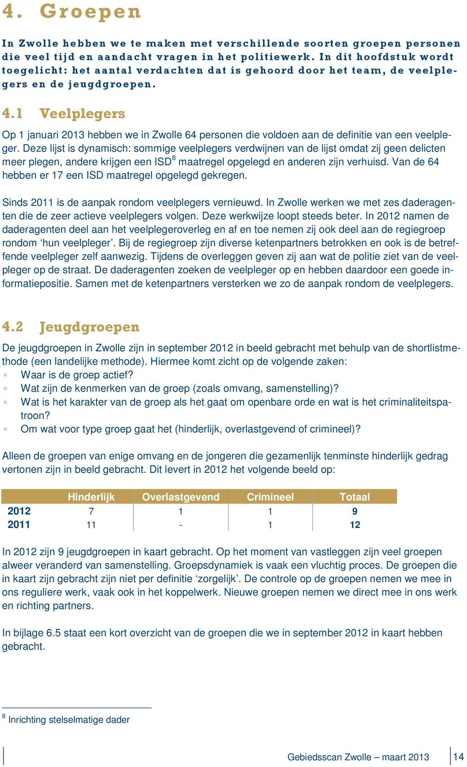 1 Veelplegers Op 1 januari 2013 hebben we in Zwolle 64 personen die voldoen aan de definitie van een veelpleger.