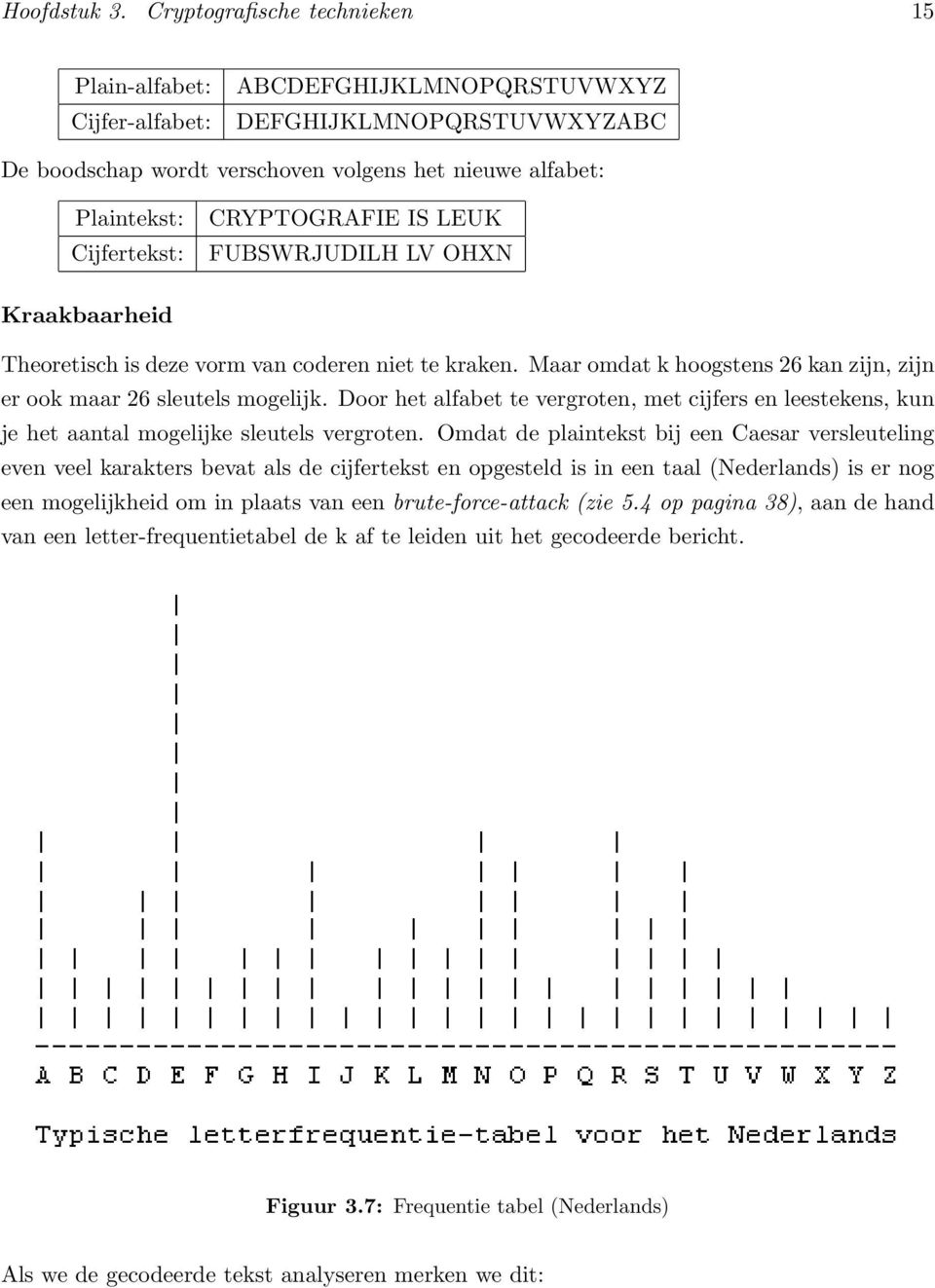 CRYPTOGRAFIE IS LEUK FUBSWRJUDILH LV OHXN Kraakbaarheid Theoretisch is deze vorm van coderen niet te kraken. Maar omdat k hoogstens 26 kan zijn, zijn er ook maar 26 sleutels mogelijk.