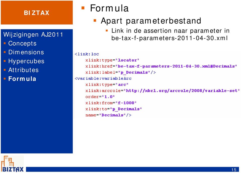 parameterbestand Link in de assertion