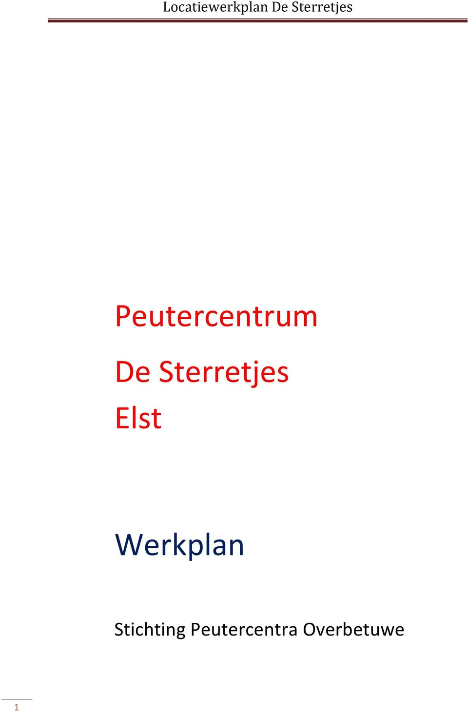 Werkplan Stichting