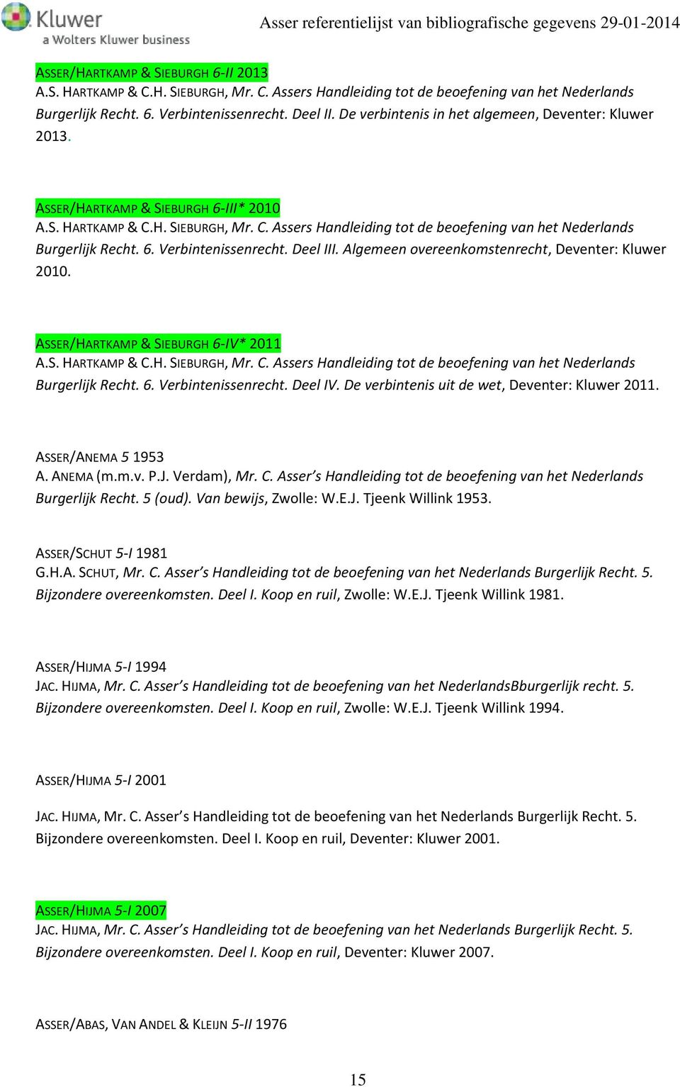 6. Verbintenissenrecht. Deel III. Algemeen overeenkomstenrecht, Deventer: Kluwer 2010. ASSER/HARTKAMP & SIEBURGH 6-IV* 2011 A.S. HARTKAMP & C.