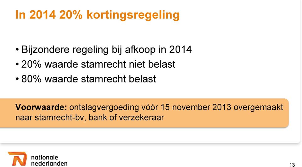 stamrecht belast Voorwaarde: ontslagvergoeding vóór 15