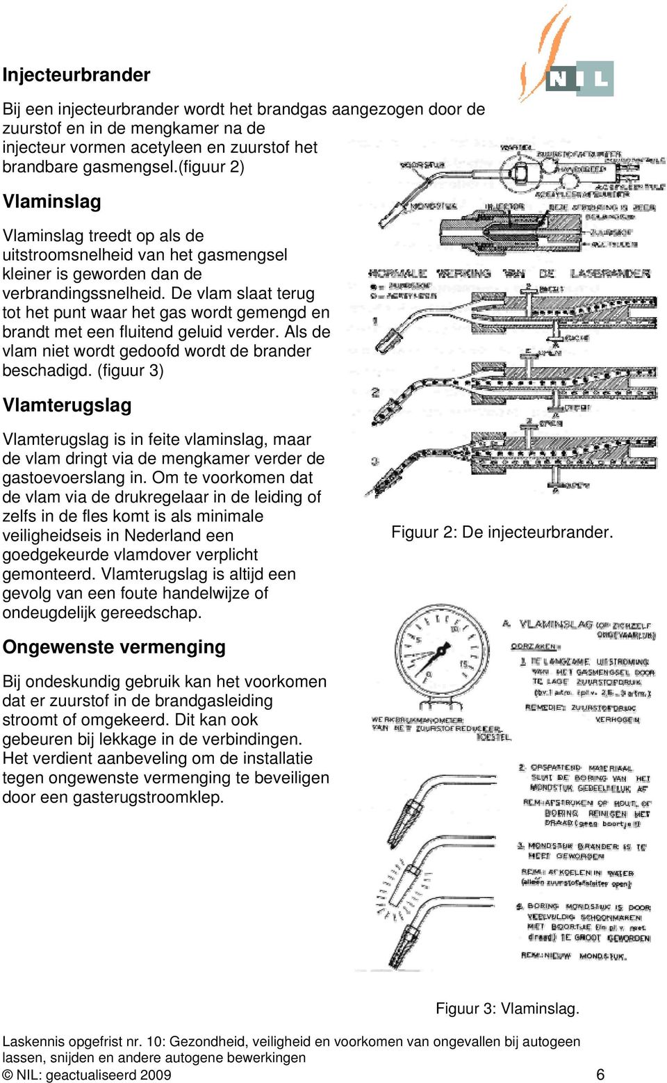 De vlam slaat terug tot het punt waar het gas wordt gemengd en brandt met een fluitend geluid verder. Als de vlam niet wordt gedoofd wordt de brander beschadigd.