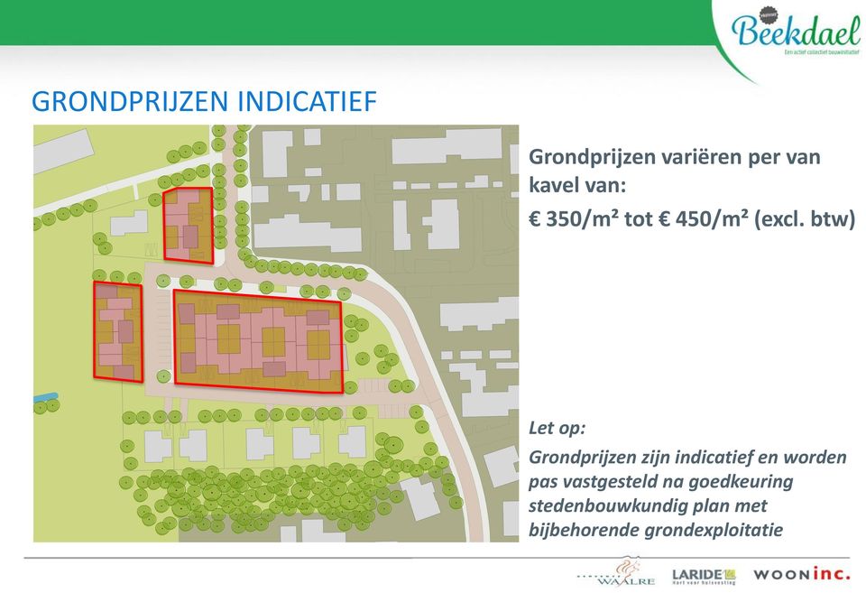 btw) Let op: Grondprijzen zijn indicatief en worden pas