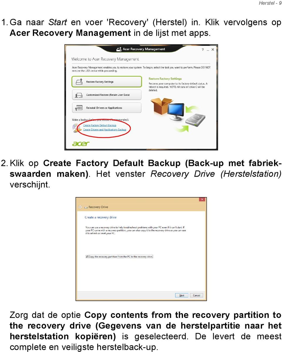 Klik op Create Factory Default Backup (Back-up met fabriekswaarden maken).