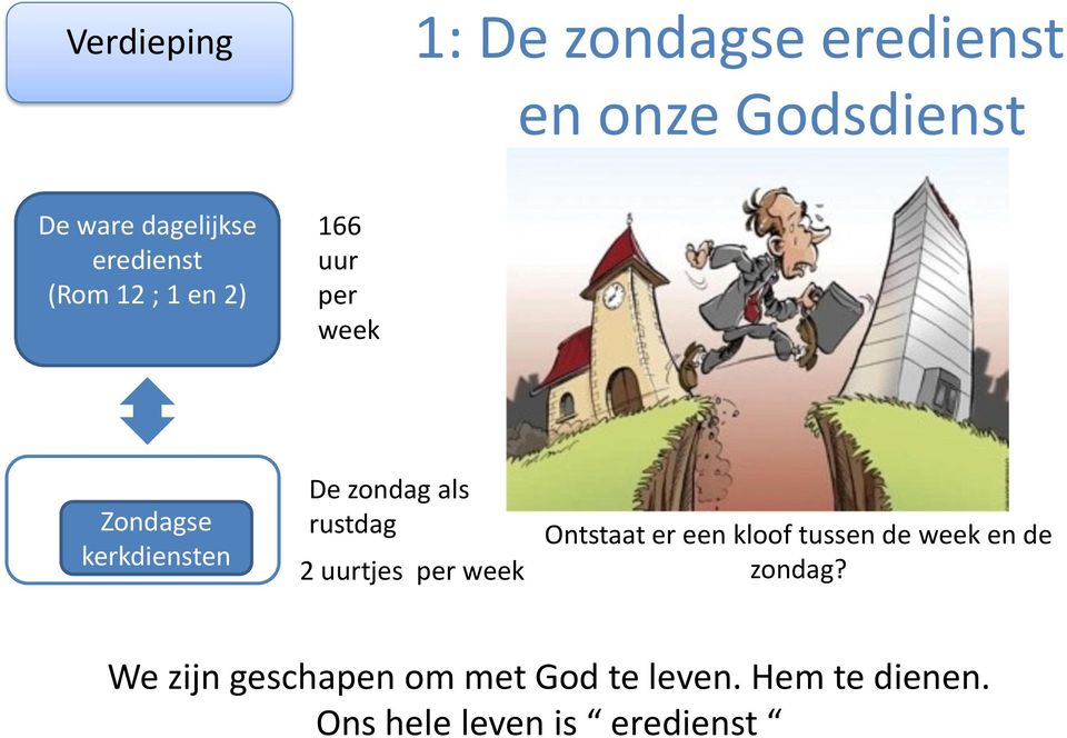 als rustdag 2 uurtjes per week Ontstaat er een kloof tussen de week en de