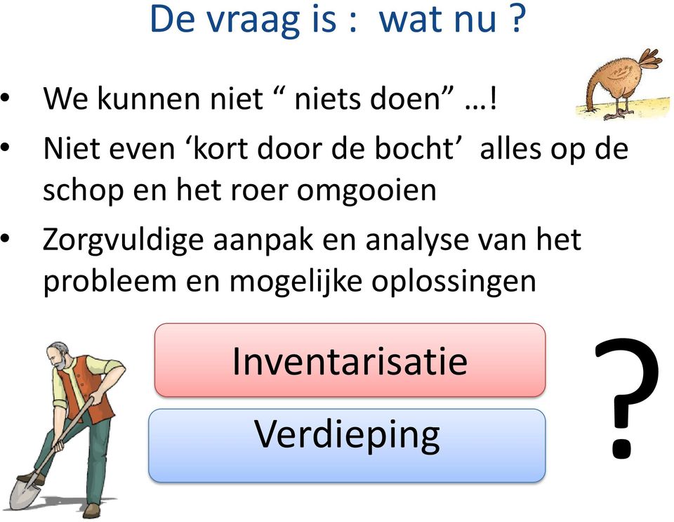 roer omgooien Zorgvuldige aanpak en analyse van het