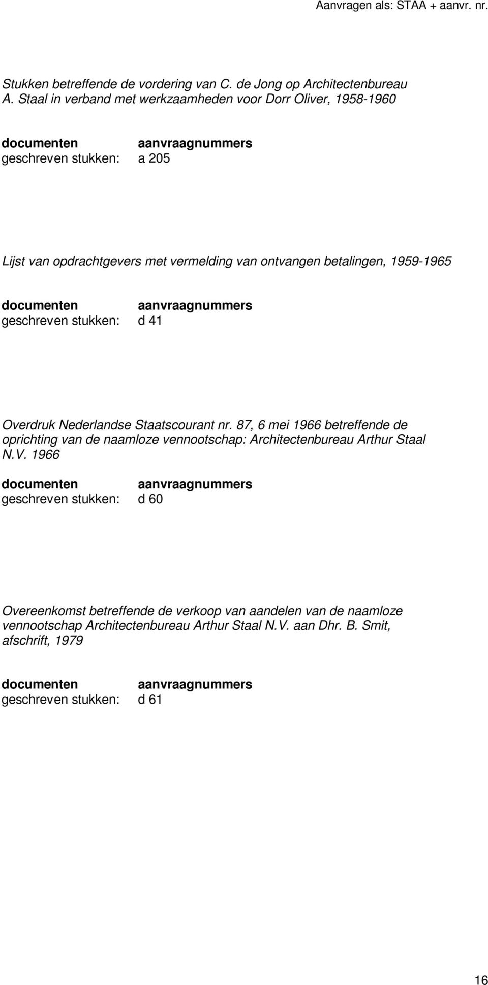 betalingen, 1959-1965 geschreven stukken: d 41 Overdruk Nederlandse Staatscourant nr.