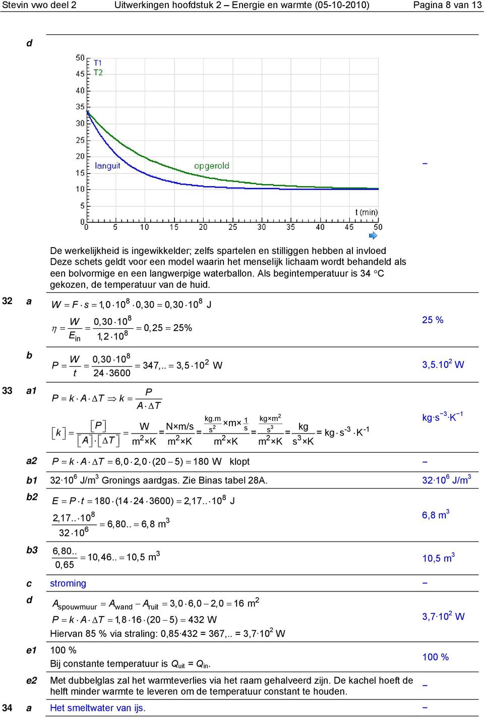 2 a W = F s = 1,010 0,0= 0,010 J W 0,0 10 η = = = 0,25 = 25% E 1, 2 10 in 25 % a1 W 0,0 10 2 P = = = 47,.. =,5 10 W t 24 00 P P = k A T k = A T 2 kg.