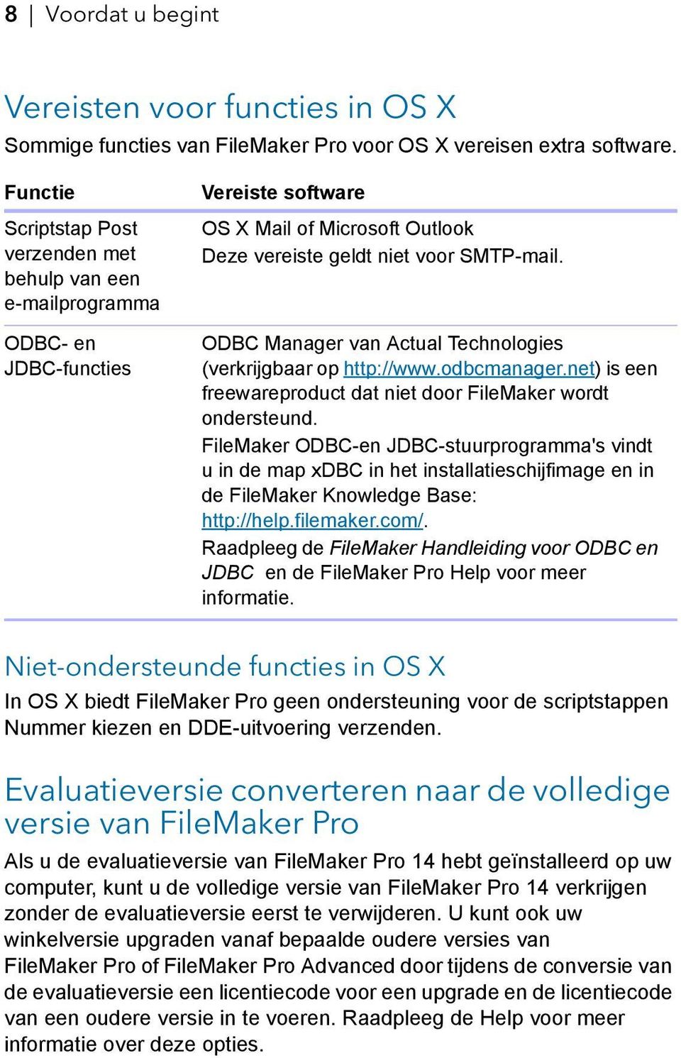 ODBC Manager van Actual Technologies (verkrijgbaar op http://www.odbcmanager.net) is een freewareproduct dat niet door FileMaker wordt ondersteund.