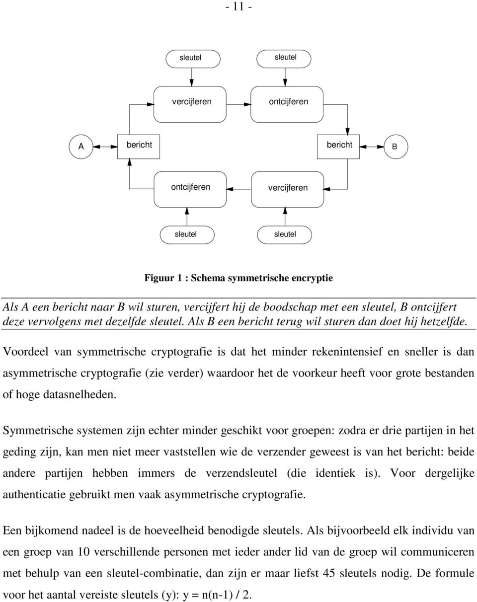 Voordeel van symmetrische cryptografie is dat het minder rekenintensief en sneller is dan asymmetrische cryptografie (zie verder) waardoor het de voorkeur heeft voor grote bestanden of hoge