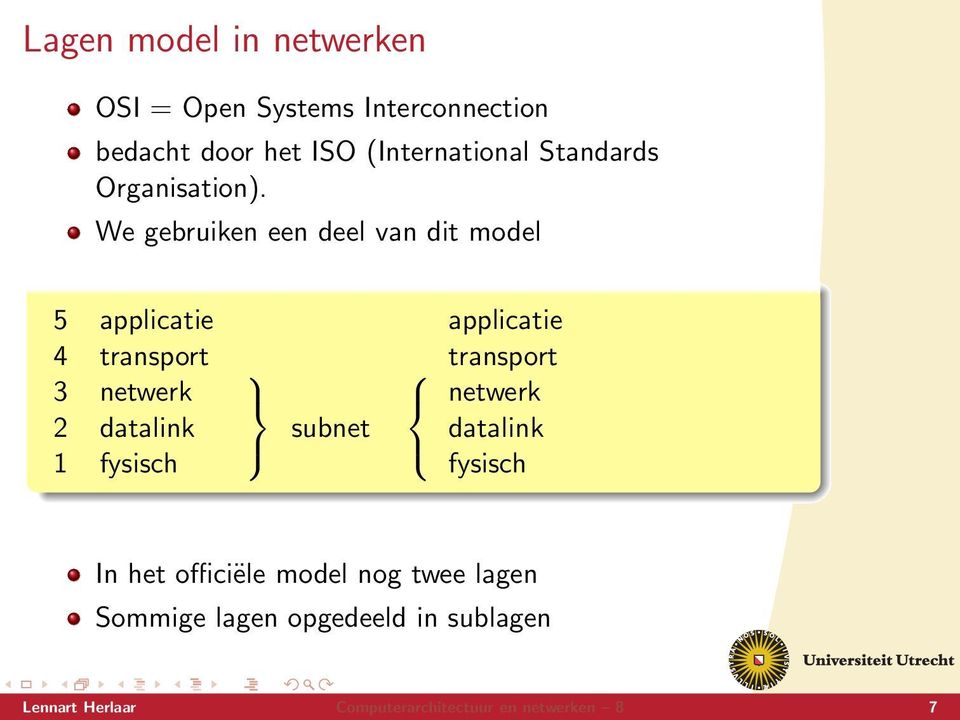 We gebruiken een deel van dit model 5 applicatie applicatie 4 transport transport 3 netwerk