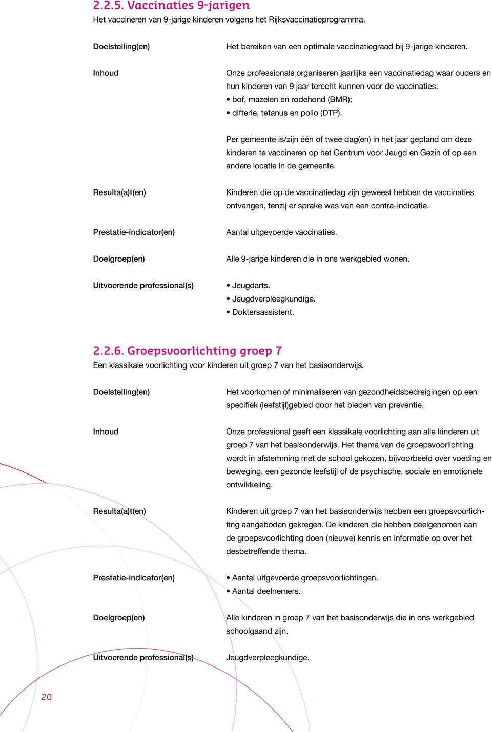 Per gemeente is/zijn één of twee dag(en) in het jaar gepland om deze kinderen te vaccineren op het Centrum voor Jeugd en Gezin of op een andere locatie in de gemeente.