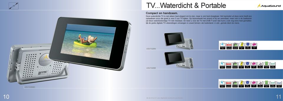 Op bijvoorbeeld het strand of bij uw zwembad, maar ook in de badkamer zal deze waterbestendige TV niet misstaan.
