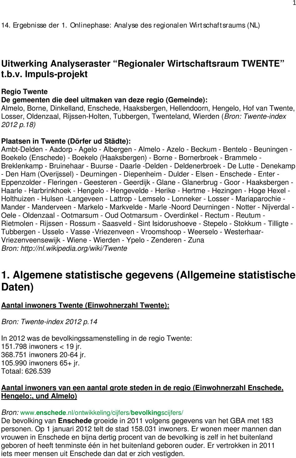 Rijssen-Holten, Tubbergen, Twenteland, Wierden (Bron: Twente-index 2012 p.