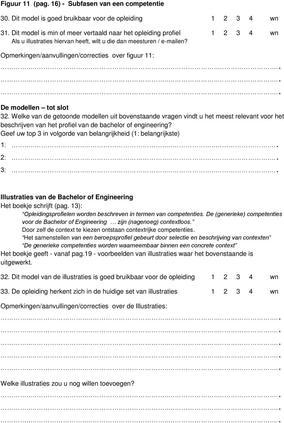 Welke van de getoonde modellen uit bovenstaande vragen vindt u het meest relevant voor het beschrijven van het profiel van de bachelor of engineering?