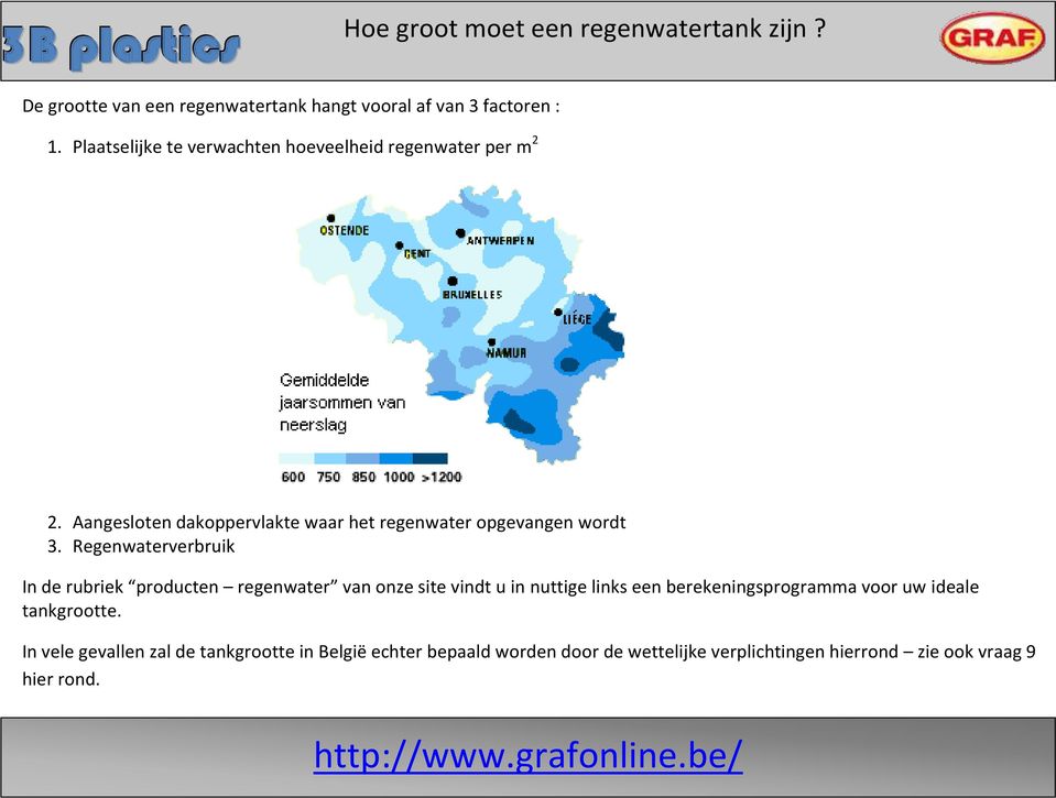 Regenwaterverbruik In de rubriek producten regenwater van onze site vindt u in nuttige links een berekeningsprogramma voor uw