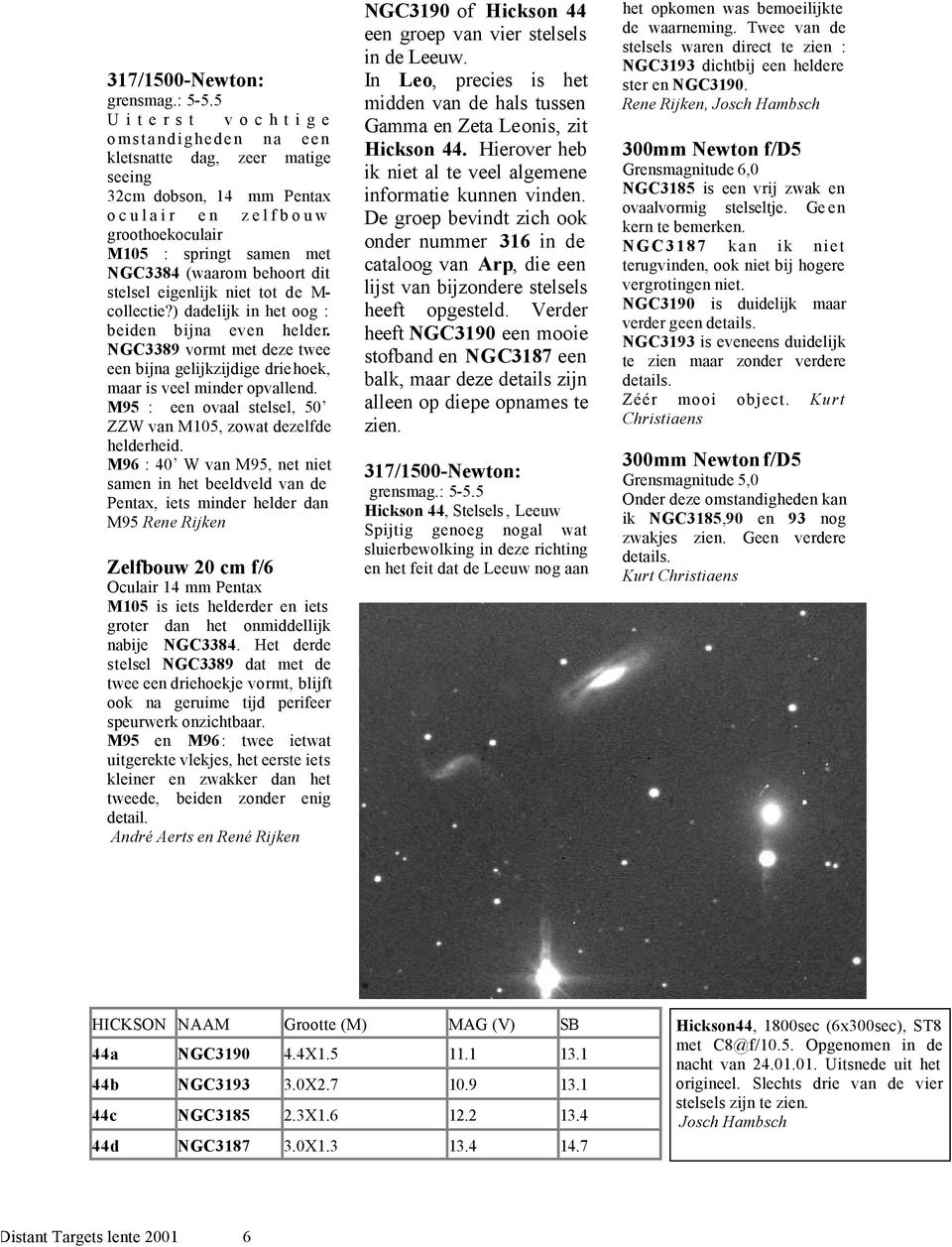 eigenlijk niet tot de M- collectie?) dadelijk in het oog : beiden bijna even helder. NGC3389 vormt met deze twee een bijna gelijkzijdige driehoek, maar is veel minder opvallend.