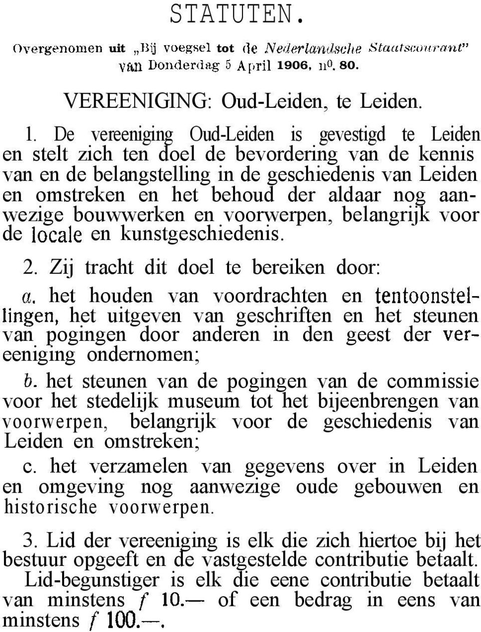 0. 80. VEREENIGING: Oud-Leiden, te Leiden. 1.