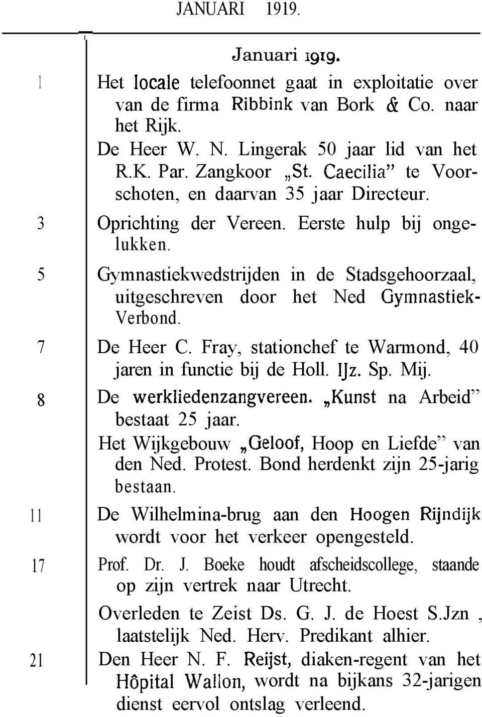 Gymnastiekwedstrijden in de Stadsgehoorzaal, uitgeschreven door het Ned Gymnastiek- Verbond. De Heer C. Fray, stationchef te Warmond, 40 jaren in functie bij de Holl. IJz. Sp. Mij.