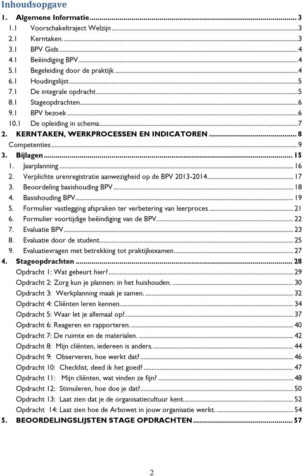 Jaarplanning... 16 2. Verplichte urenregistratie aanwezigheid op de BPV 2013-2014... 17 3. Beoordeling basishouding BPV... 18 4. Basishouding BPV... 19 5.