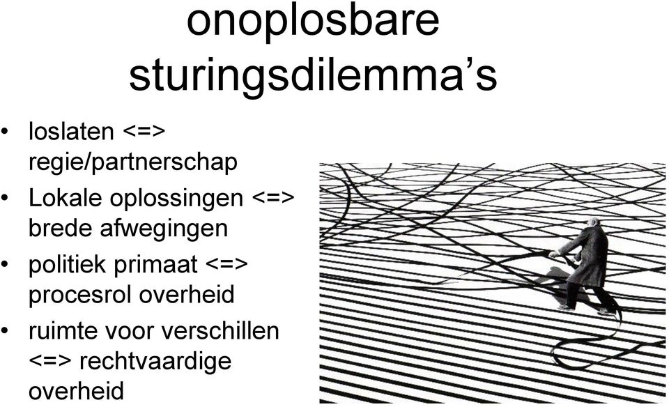 afwegingen politiek primaat <=> procesrol