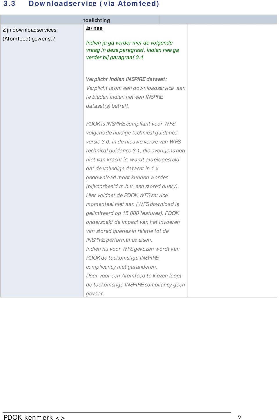 PDOK is INSPIRE compliant voor WFS volgens de huidige technical guidance versie 3.0. In de nieuwe versie van WFS technical guidance 3.