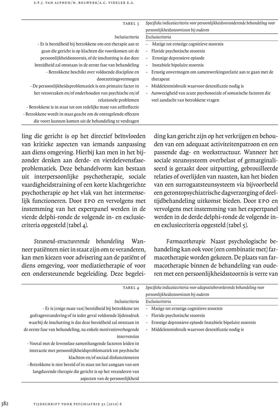 of de inschatting is dat deze bereidheid zal ontstaan in de eerste fase van behandeling - Betrokkene beschikt over voldoende discipline en doorzettingsvermogen - De persoonlijkheidsproblematiek is