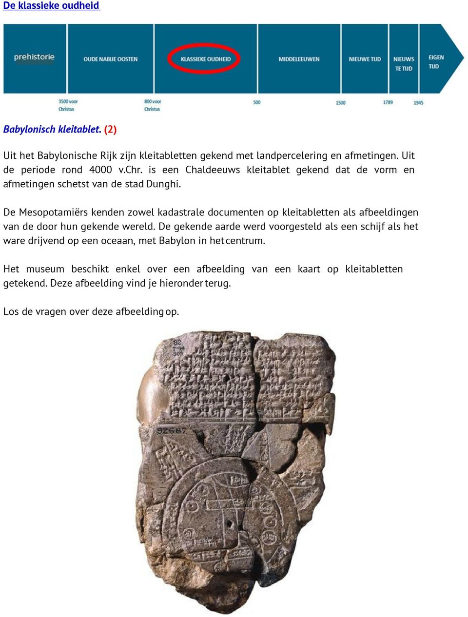 De Mesopotamiërs kenden zowel kadastrale documenten op kleitabletten als afbeeldingen van de door hun gekende wereld.