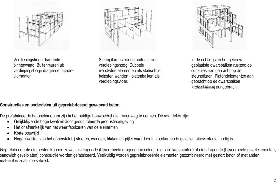 Plafondelementen aan gebracht op de dwarsbalken kraftschlüssig aangebracht. Constructies en onderdelen uit geprefabriceerd gewapend beton.