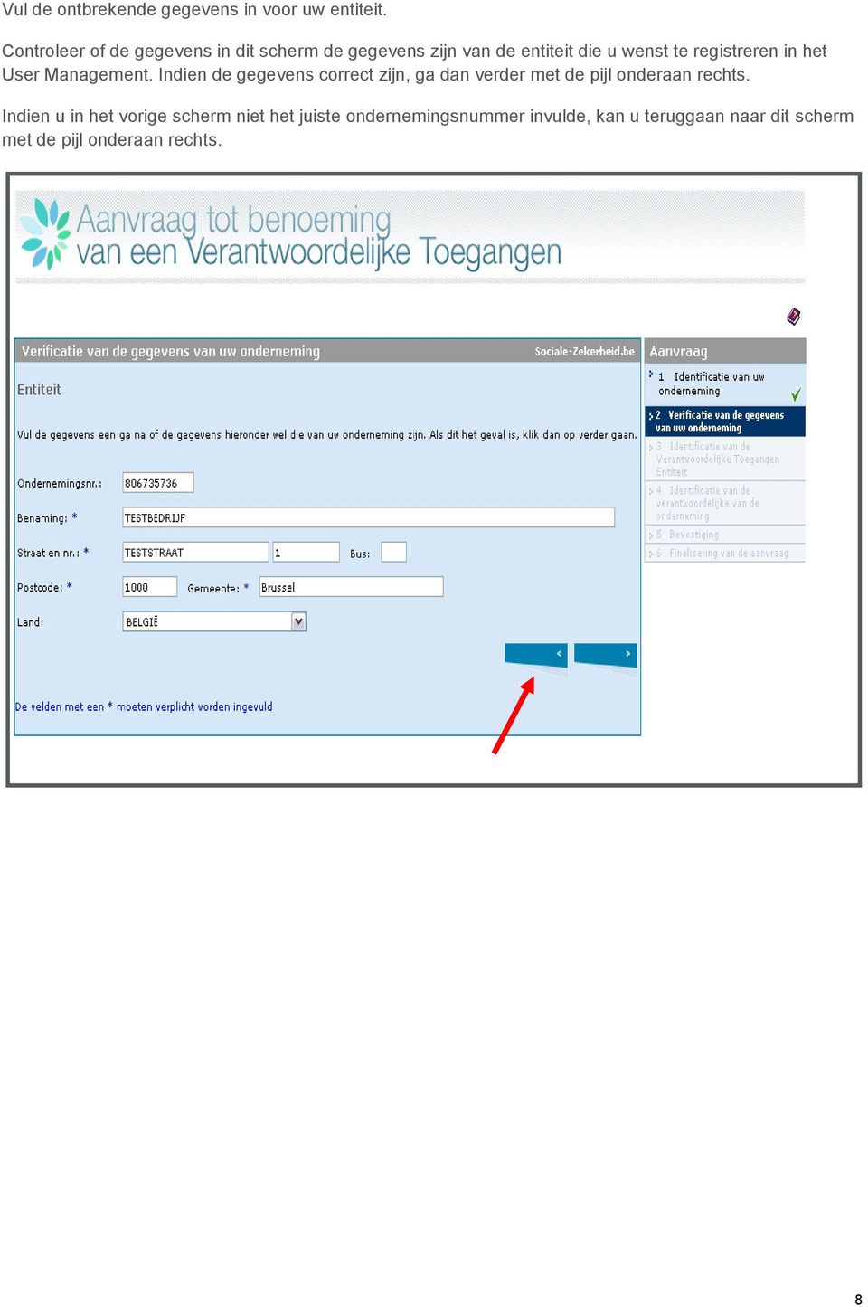 registreren in het User Management.